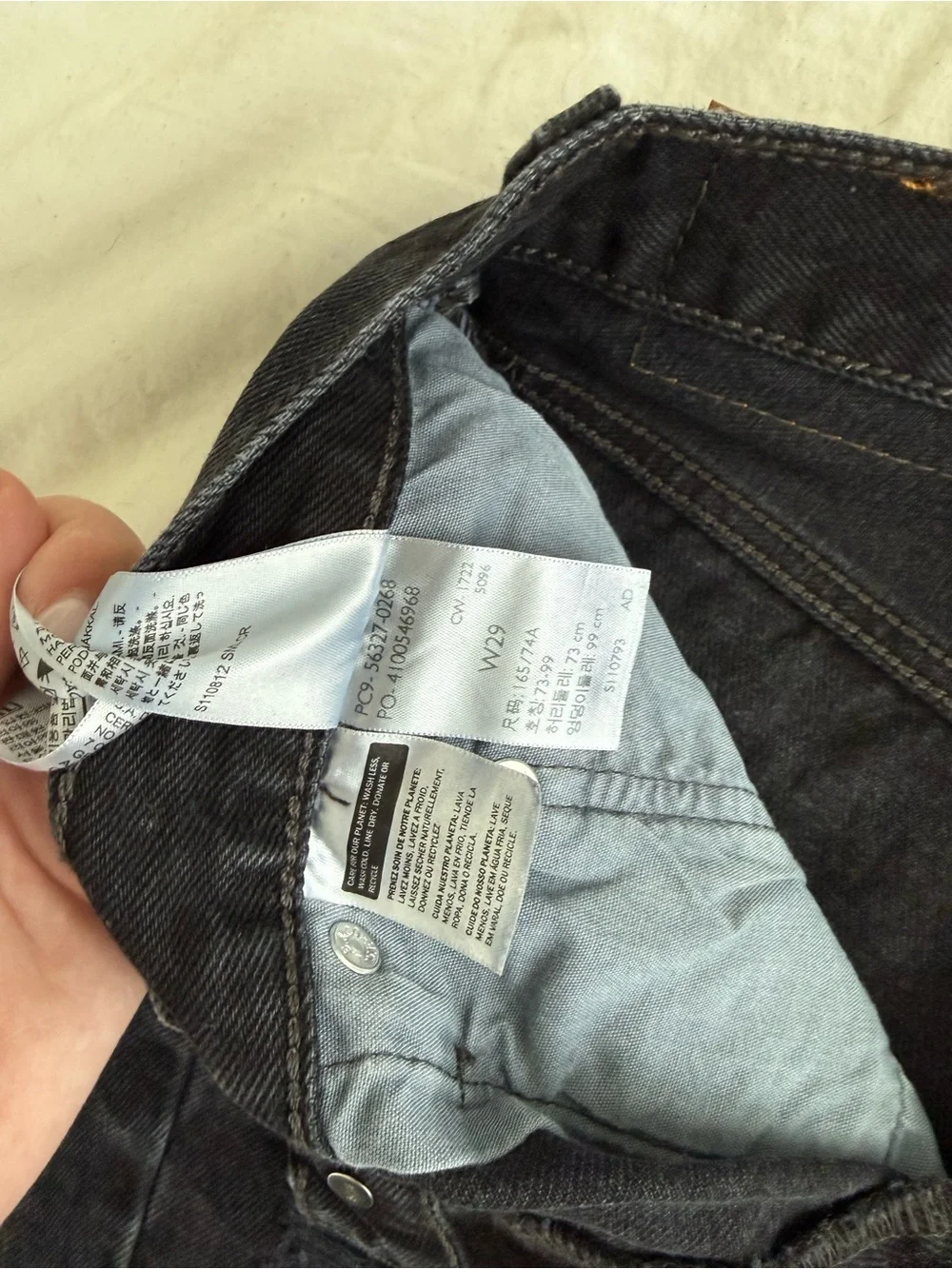 Levi’s 501 Original high rise black destructed distressed denim shorts W29